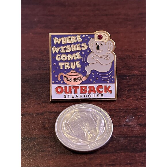Outback Steakhouse Where Wishes Come True Koala Genie Lapel Hat Pin - Picture 2 of 3